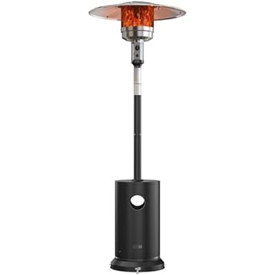 EAST OAK 48,000 BTU Patio Heater for Outdoor Use with Round Table Design, Double-Layer Stainless Steel Burner, Wheels, Triple Protection System, Outdoor Heater for Home and Residential, Black