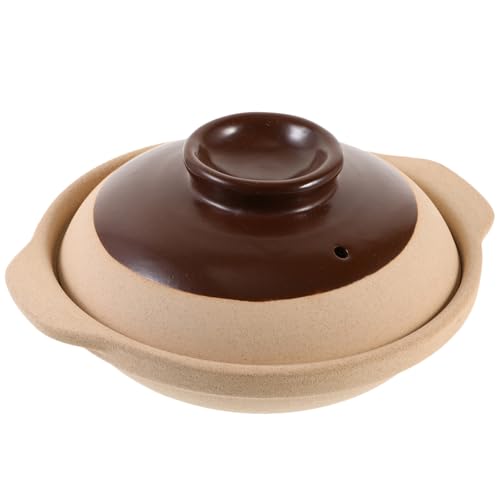 TOYANDONA Casseruola in Terracotta con Manici Antiscivolo e Isolanti Pentola in Ceramica Resistente ad Acidi e Basi per Cottura Uniforme su Piano Cottura a Gas per Stufati e Uso Domestico