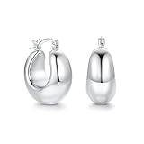 OOOPEL Pendientes de aro de oro para mujer, plata de ley 925, hipoalergénicos, ligeros, chapados en oro de 14 quilates, aros gruesos para mujer, 22 mm y 26 mm, Plata de ley, Sin piedra preciosa