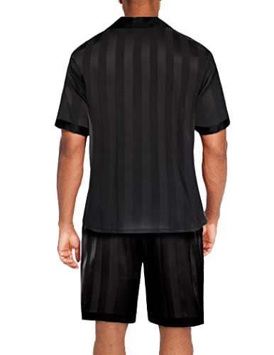 Ekouaer Men Satin Silk Pajamas Set with Pockets Sleepwear Shorts Satin Summer Loungewear 2 Piece Button Down Set S-3XL3