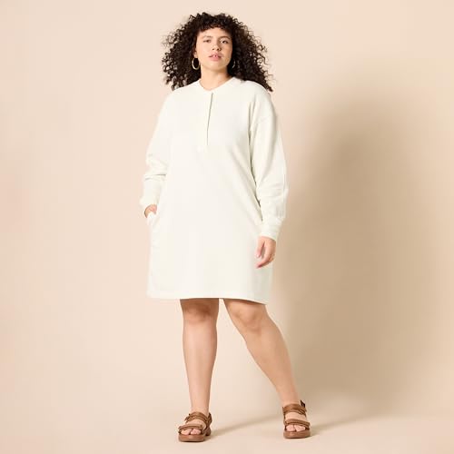 Image of Amazon Essentials Women's Long Sleeve Knit Henley Sweatshirt Dress (Available in Plus Size)
