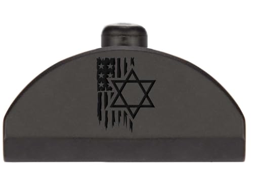 NDZ Performance Brass Grip Frame Plug for Glock Gen 4-5 G17 G19 G22 G23 G24 G31 G32 G34 G35 – No Backstrap – Armor Black Cerakote – Black Laser Engraving, US Flag Star of David
