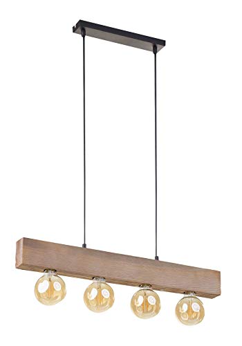 Suspension réglable en chêne et métal au design rétro élégant
