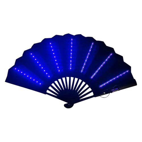 Ventilador Plegable Con Luz LED - Ventilador De Mano LED | Abanico Plegable Para Festivales Para | Abanico Portátil Multiusos Para Carnavales | Aireador De Mano Portátil Para Escenario Con Luz