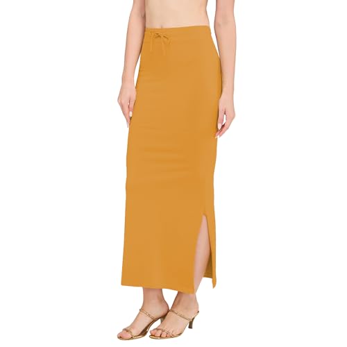 Image of DESI GIRL Cotton Lycra Stretchable Saree Shapewear Petticoat with Drawstring for Women | Fishcut Saree Petticoat with Side Slit for Easy Movement | Saree Shaper | Long inskirt