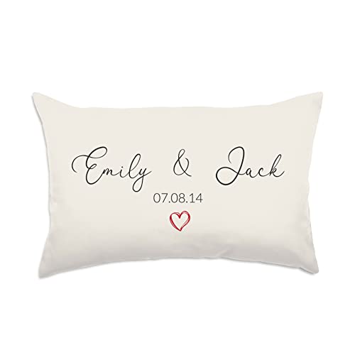rucomfy Fibre Filled Custom Gift Cushion for Him or Her - Personalised Name and Date Home Decor Picture Throw Pillow for Birthday Wedding Anniversary - Cream (60 x 40cm)