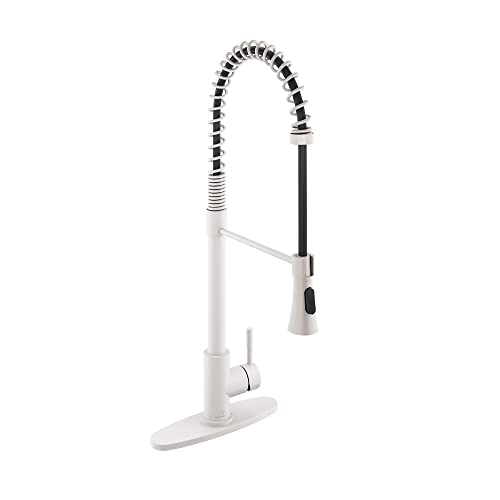 CASAINC Kitchen Faucet Matte White, 1.8 gpm Pull-Out Spring Single Handle Touch on Kitchen Sink...