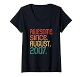 Photo Gallery donna awesome since august 2007 birth of birthday tee vintage 2007 maglietta con collo a v Photo Gallery donna awesome since august 2007 birth of birthday tee vintage 2007 maglietta con collo a v