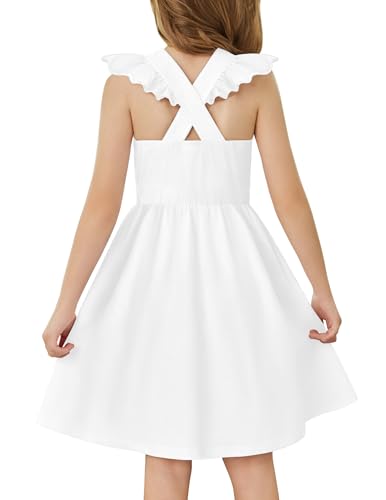 Arshiner Toddler Dress Girls Summer Ruffle Sleeve Backless Dresses Casual Sundress with Pockets 2-8Y