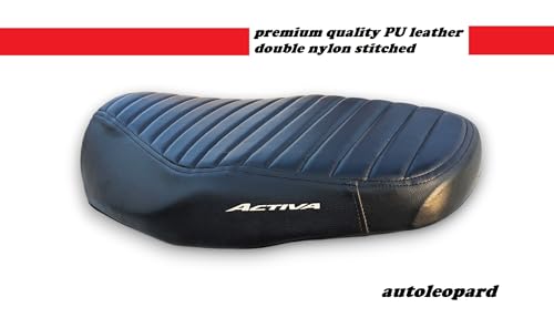 Image of Activa 5G Bike SEAT Cover SEAT Cover,PU Leather Black Colour,10 mm Cushion Foam.Rope provided,Ready to fit