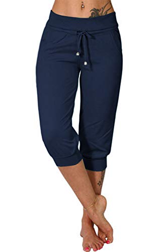 Bwogeeya womens capri yoga pants loose drawstring pajama pants lo…