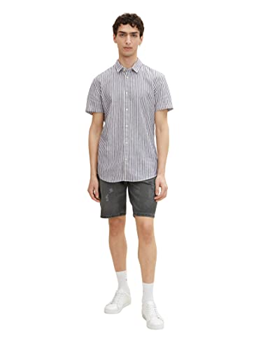 TOM TAILOR Denim Herren Loose Fit Bermuda Jeans Shorts 1032259, 10219 - Used Mid Stone Grey Denim, L Cover