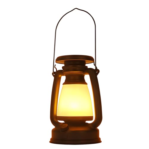 Nozzy Vintage Lantern Stepless Dimmable Rechargeable Solar Powered Multifunctional Decorative Light for Indoor Outdoor Camping Garden