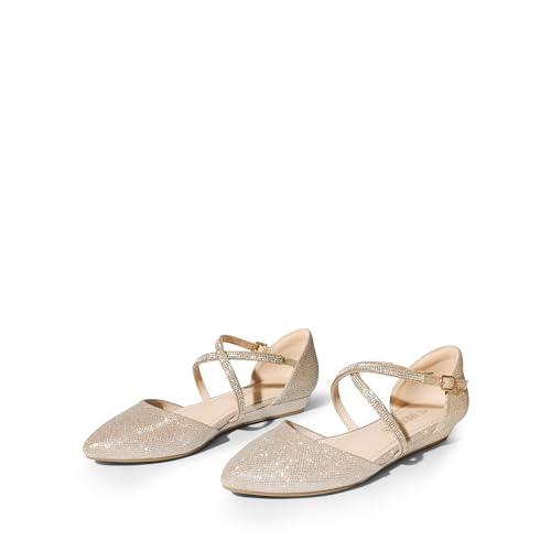 DREAM PAIRS Pointed Toe Low Wedge Heeled Ankle Strap Flats Shoes for Women Dressy Comfortable, Casual Slip-on Dress Shoes for Business Office and Work2