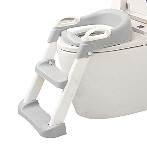 子供用 補助便座 トイレトレーナー トイレトレーニング 補助便座 おまる 柔らかいクッション 尿がしぶき防止 折りたたみ 取外し可能 ステップ式 ベビー 踏み台 (グレー)