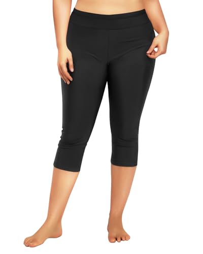 Holipick Plus Size Swim Pants for Women Swim Capris High Waisted Swim Leggings UPF 50+ Long Swim Shorts3
