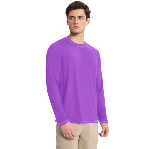 Dark Orchid Purrple Men's UPF 50+ Slim fit Round Neck Long Sleeve Sun Protection UPF 50+ Running3