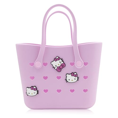 Fast Forward Sanrio Hello Kitty Mini Rubber Tote Bag for Women | Molded Silicone Jelly Mini Tote with Charms | Pink Beach Bag Pool Bag Travel Tote | Hello Kitty Accessories Ages 3+