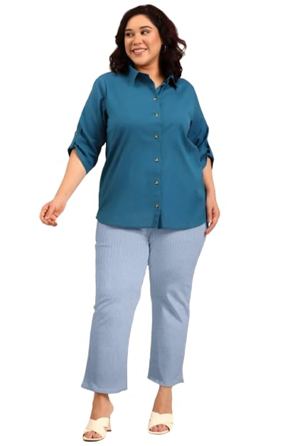 Image of Fashion Plus PlointTrandy Textured Trousers for Women | Women Loose Fit Trousers | Women's High-Waisted Pant | Women Trousers Pants | Korean