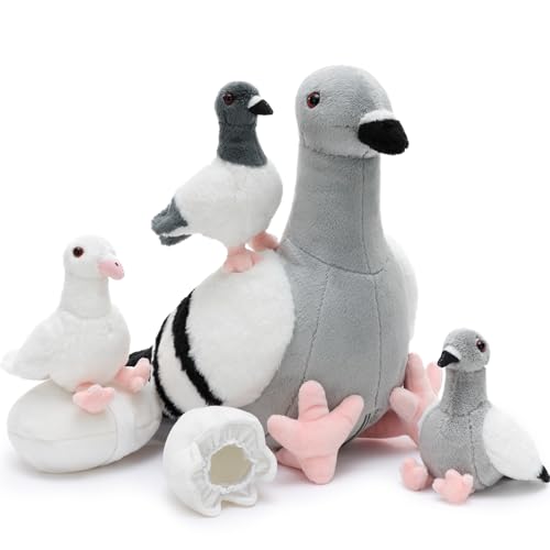 Tezituor Pigeon Stuffed Animal Set, Cuddly Realistic Pigeon Plush Toy,Soft