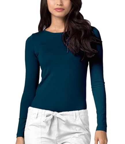 Adar Underscrubs for Women - Long Sleeve Underscrub Comfort Tee - 2900 - Caribbean Blue - S