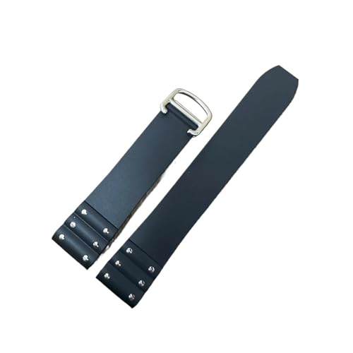 Opiniones de Cartier Santos Top 5. 40 NBHHBF Correa de Silicona Compatible con Cartier Santos, Correa de Reloj de Goma de 21 mm, Color Negro y Azul.(Black Silver Clasp)