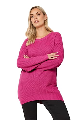 Yours Curve Essential Knitted Jumper - Women's - Plus Size Curve Bright Pink