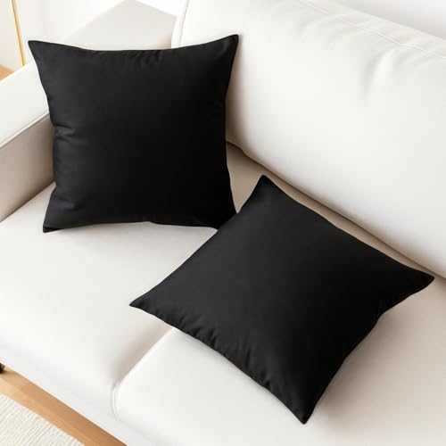 DILUSILK 2 Pack Outdoor Waterproof Throw Pillow Covers 45x45cm, Black Cushion Covers for Patio Furniture, Garden Sofa, Bench - All-Weather Polyester, Cushion Insert Not Included - Image 2