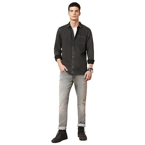 Image of Wrangler Men's Solid Black Denim Shirt (Regular)