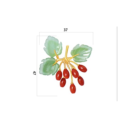 Broszka Pin dla Kobiet Mężczyzn Pań Eleganckie Akcesoria Jade Czerwony Koral Derenia Kształt Broszki Luksusowy Ślub Bankiet Broszka Biżuteria Ślub Urodziny Akcesoria Imprezowe