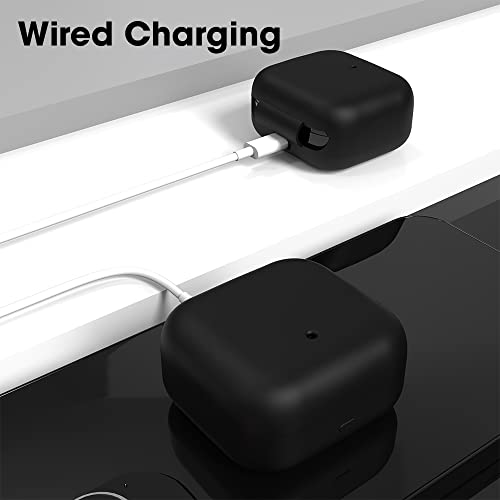 Image of Sounce Earphone Case Cover Compatible for Realme 3s Buds, Soft Silicone Skin Case Cover Shock-Absorbing Protective Case with Keychain [Front LED Visible] (Black)