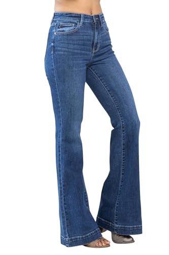 Judy Blue Women's High-Rise Wide Trouser Hem Flare Jeans2