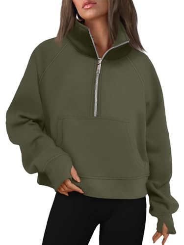 Image of AUTOMET Womens Sweatshirts Half Zip Cropped Pullover Fleece Quarter Zipper Hoodies 2026 Fall Fashion Outfits Clothes