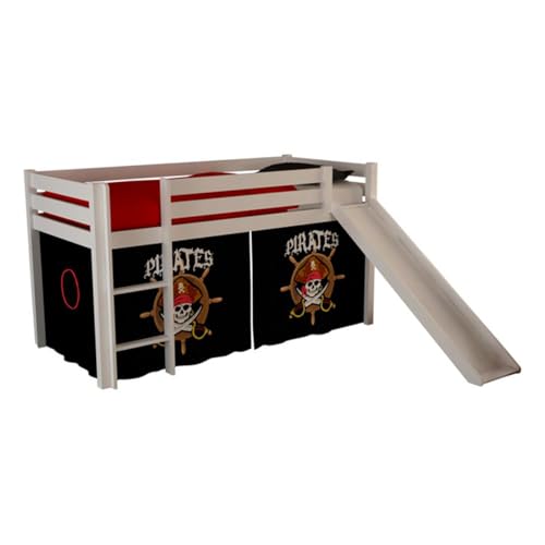 Paris Prix Lit Enfant avec Toboggan Pino Pirates II 90x200cm Blanc
