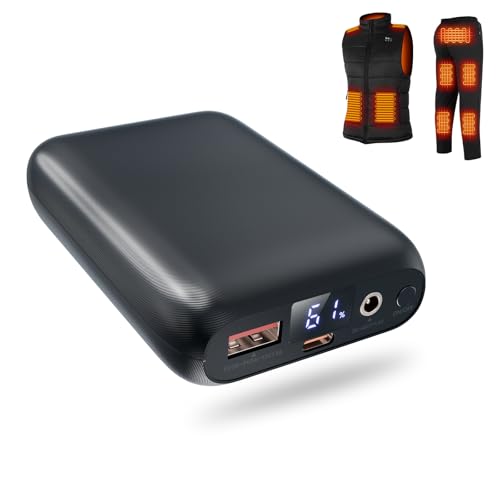 Power Bank per Gilet Riscaldato 16000mAh,Batteria Esterna 7.4V 3A con