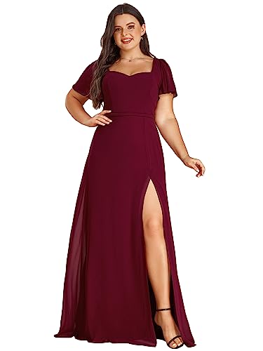 Robe maxi bordeaux grande taille pour soirée semi-formelle chic