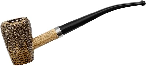 Elf Cobbit Bent Churchwarden Corncob Tobacco Pipe with Black Italian Acrylic Stem