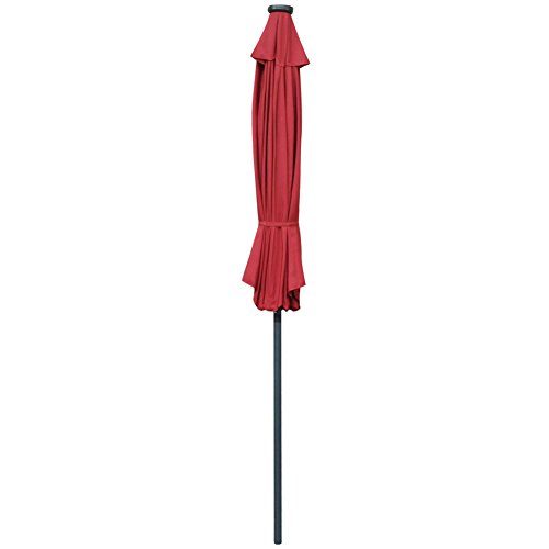 SNAIL 9 feet Solar Powered LED Patio Umbrella with 32 Lights, Illuminated Outdoor Aluminum Market Umbrella with Push Button Tilt, Burgundy - Thumbnail 6