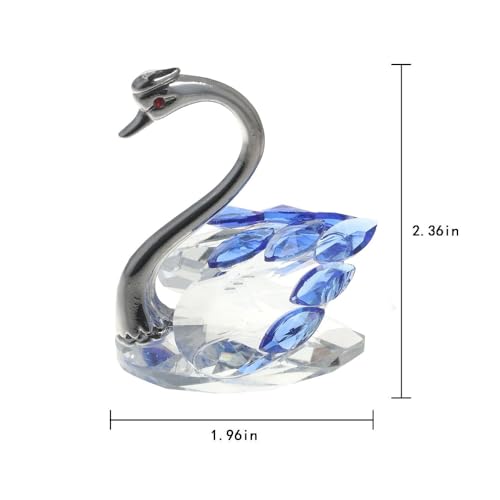 Statues de cygne en cristal figurines animaux verre bleu table - 3