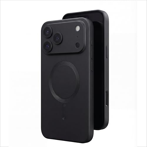 Image of amazon basics Premium Mag-Safe Case for iPhone 17 Pro | Shockproof & Anti-Scratch Cover | Soft Silicone with Wireless Charging | Camera Lens Guard - Black