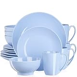 Porcelain Dinnerware Sets Service for 4, 16-Piece Dinner Sets, LOVECASA, Plates and Bowls Sets with