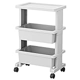 JEJアステージ(JEJ Astage) リセ テーブルワゴンミニ 日本製 組立式 3段 キャスター付 ライトグレー 幅40×奥行25×高さ62.5cm