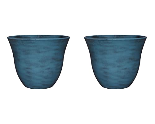 Classic Home and Garden Honeysuckle Resin Flower Pot Planter, Blue