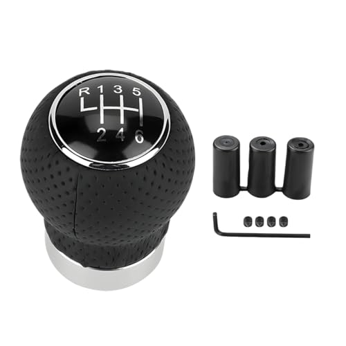 ZIMISI 6-Speed Car Shift Knob, Leather Shift Knob Lever Kit, Automatic or Manual Gear Stick Handle Replacement Accessories, Universal Transmission Shift Head for Most Cars (Gear 6/Round Head R Up)