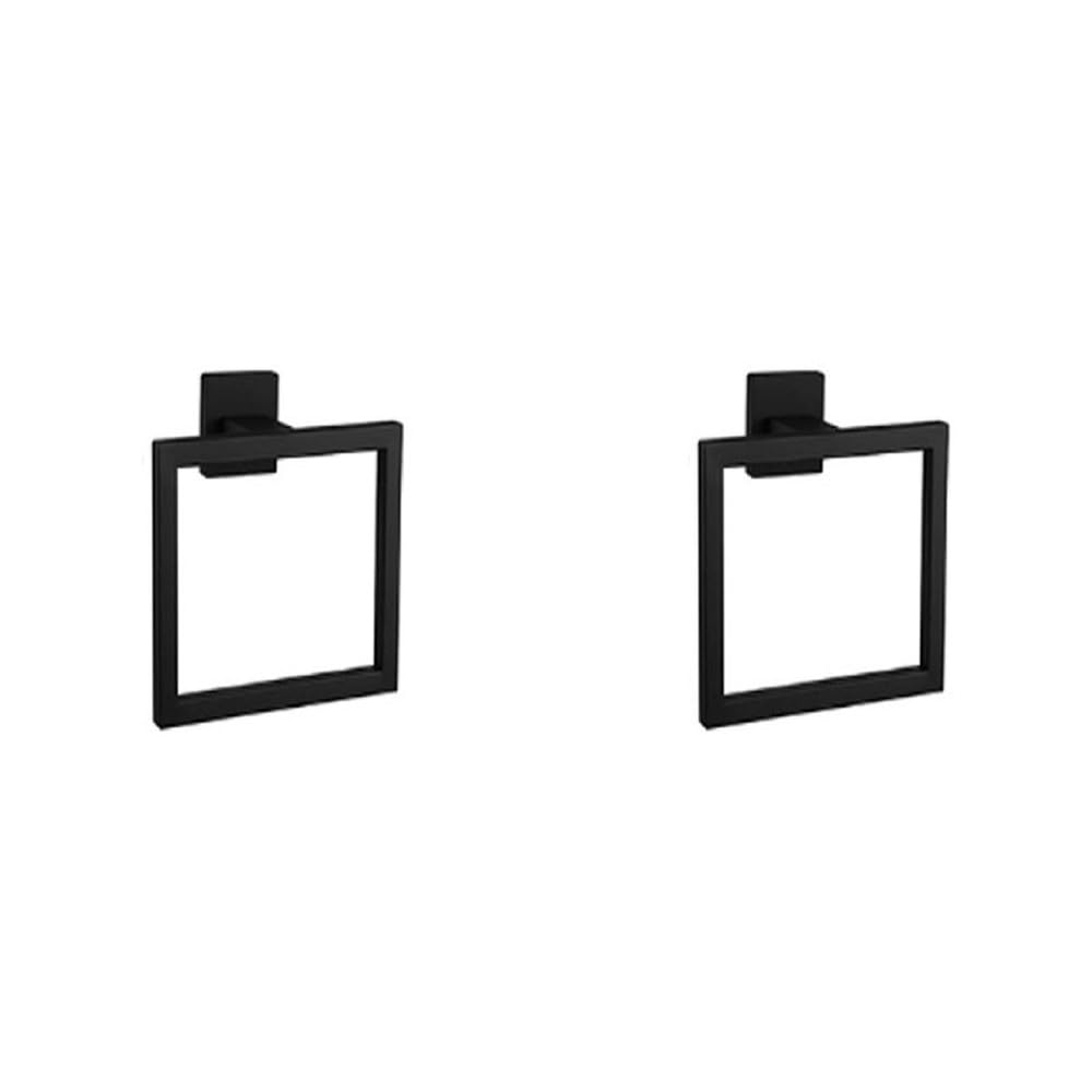 VVW&LIU 2X Stainless Steel Square Towel Ring Bathroom Rack Towel Rack Hook Bathroom Hardware Storage Accessories 16X13mm Black,Black