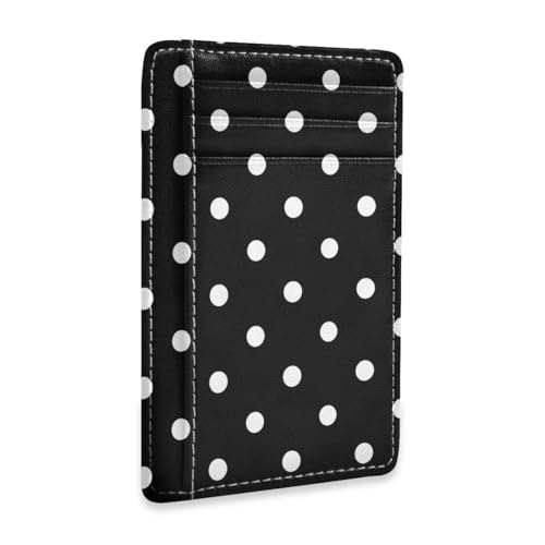 Bolaz Black Polka Dots Mini Front Pocket Wallet Credit Card Holder Slim RFID Blocking Sleeves for Women Men Credit Card Protector