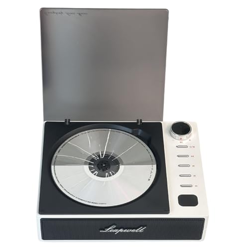 PUSOKEI Reproductor de CD Portátil con Entrada y Salida Bluetooth, USB AUX y Salida óptica, Pantalla LCD, Reproductor de CD Retro Pequeño Recargable, Radio FM para el Hogar (White)