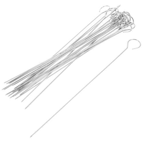 Lurrose 25 Stück Teiliges Edelstahl Grillspieße Dicke Hitzebeständige Metallspieße für Fleisch Geflügel und BBQ Langlebige Schaschlikspieße für offenes Feuer und Grillen für Dicke