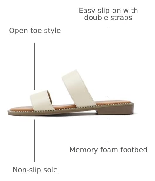 Image of Tilocow Women's Flat Sandals Two Strap Summer Dressy Studded Slide Sandals Open Toe Cute Casual Slip on Comfort Shoes for Beach Travel Daily Wear