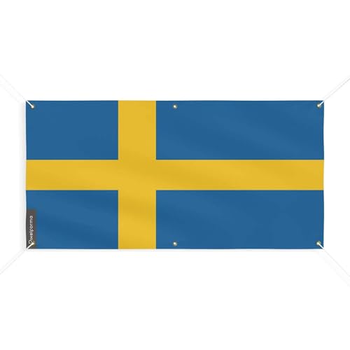 Drapeau de la Suède 6 oeillets haute résistance en taille M 190x380cm